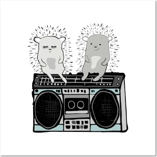 Hedgehogs on Boombox Posters and Art